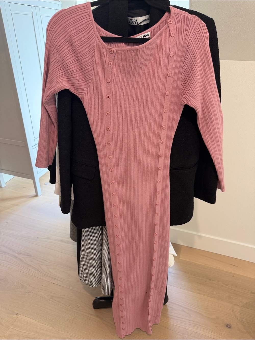 Fashion Nova Dusty Rose Ribbed Button-Trim Maxi Sweater Dress